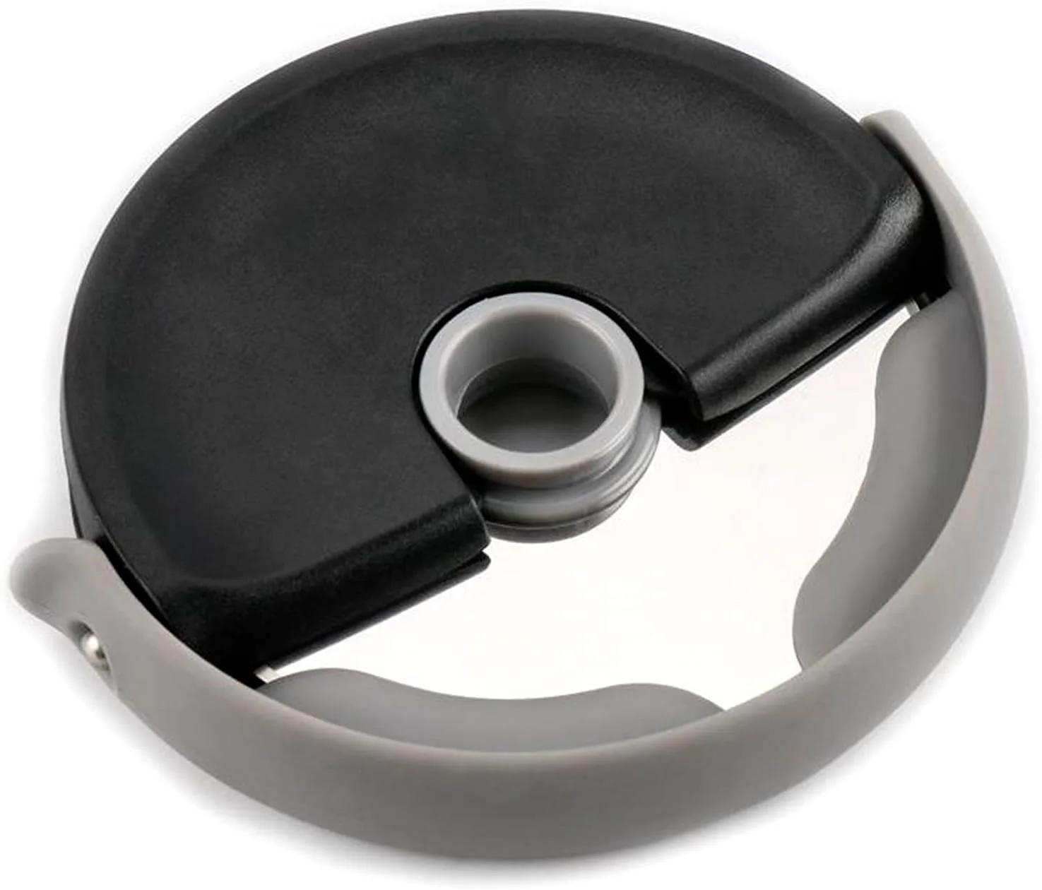 

Круглый нож для резки пиццы из нержавеющей стали с крышкой, роликовый нож для теста, резак, кондитерская кухня, выпечка, хлеб, аксессуары, инструмент чёрный