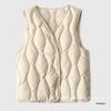 Women's Lightweight V-Neck White Duck Down Vest - Warm Wave Style for Winter Outdoor Use