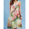 New Summer Beach Floral Print Dress For Women Casual Sexy Sleeveless V-neck Loose Mini Dress Elegant Short Dress Vestido