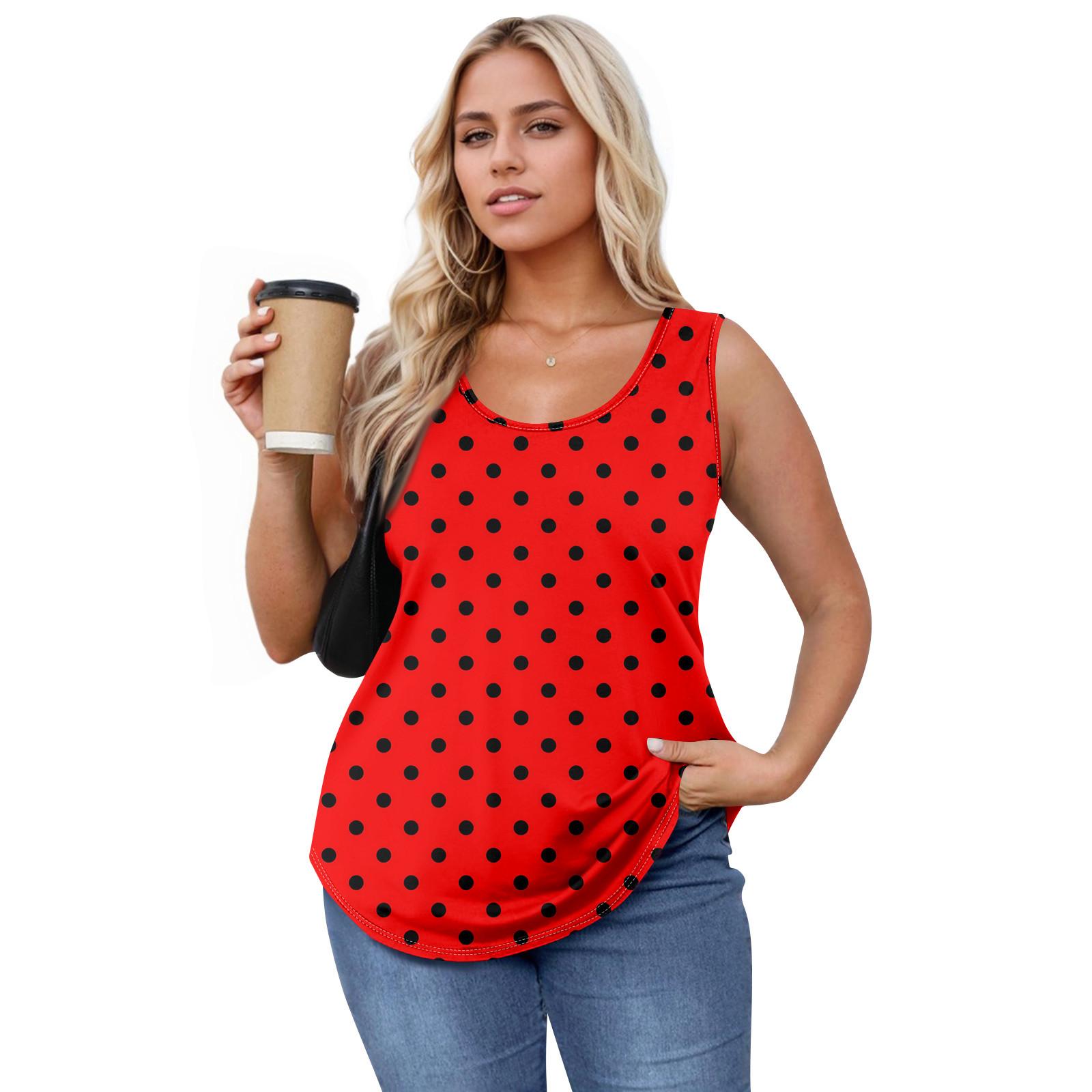 

Женская майка для девочек с принтом, повседневная майка, майки для женщин, свободный крой, топы без рукавов, струящиеся S красный