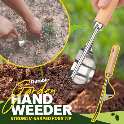 Stainless Steel Wood Handle Garden Weeder Hand Weeding Removal Cutter Puller Tools Multifunction Weeder Transplant Garden Tools