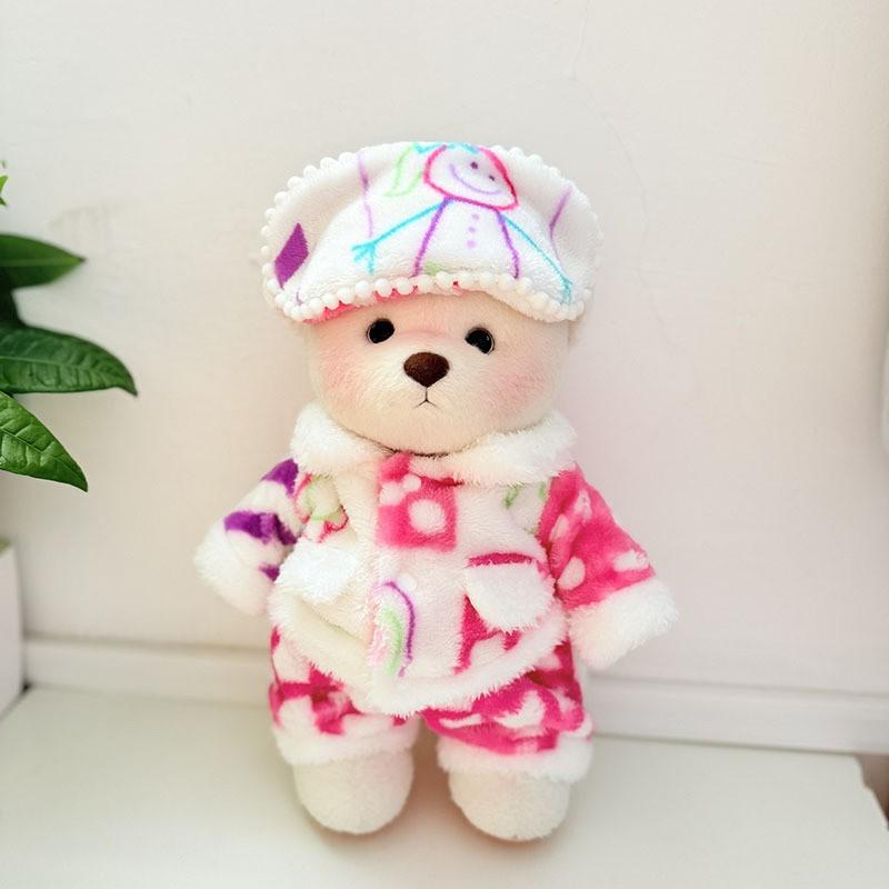 Medium Bear Outfit - Blue Pink Striped Carrot Overalls Set
