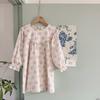Spring Vintage Print Girls Dress Cotton Long Sleeve Kids Dress Stylish Princess Children Clothing For Girls