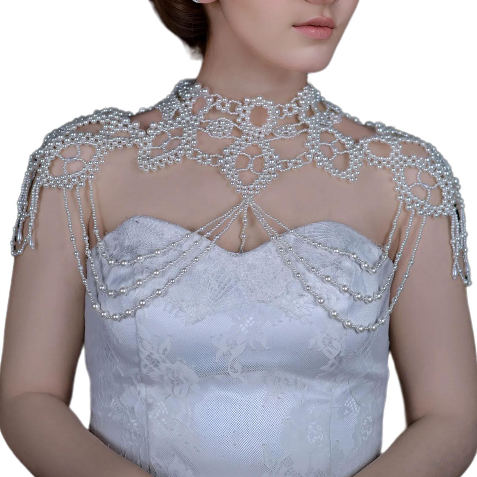 

Wearable Shoulder Chain Necklace Mulyi Layer Body Accessory for Evening Parties And Weddings Fashion Women Jewelry белый