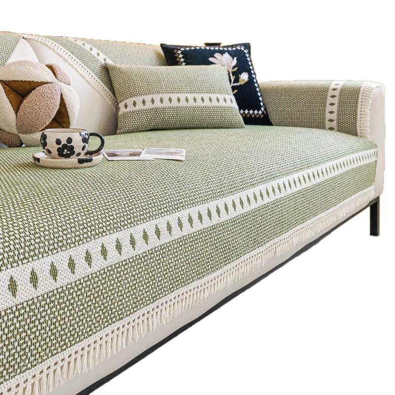 Retro imitation cotton and linen sofa cushion universal in all seasons 2025 new high-end seat cushion fixed non-slip one-piece cover