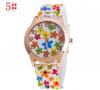 New Fashion Geneva Floral Silicone Quartz Watch for Men and Women