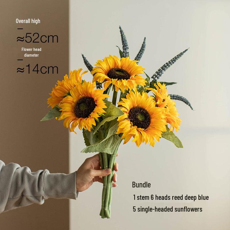 Sunflower Silk Flower Arrangement: Artificial Dried Flowers for Living Room, Dining Table, and Photo Props