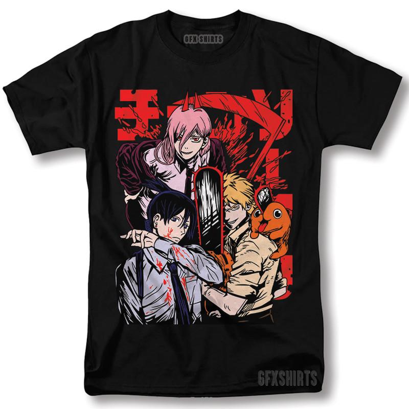 Chainsaw Man Shirt Csm Denji Makima Power Pochita Anime Manga Graphic T-Shirt