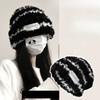 Hat, Women's, Striped Hat, Big Head Circumference, Knitted Hat, Woolen Hat, Warm Hat, Cold Hat, Thickened, Thickened