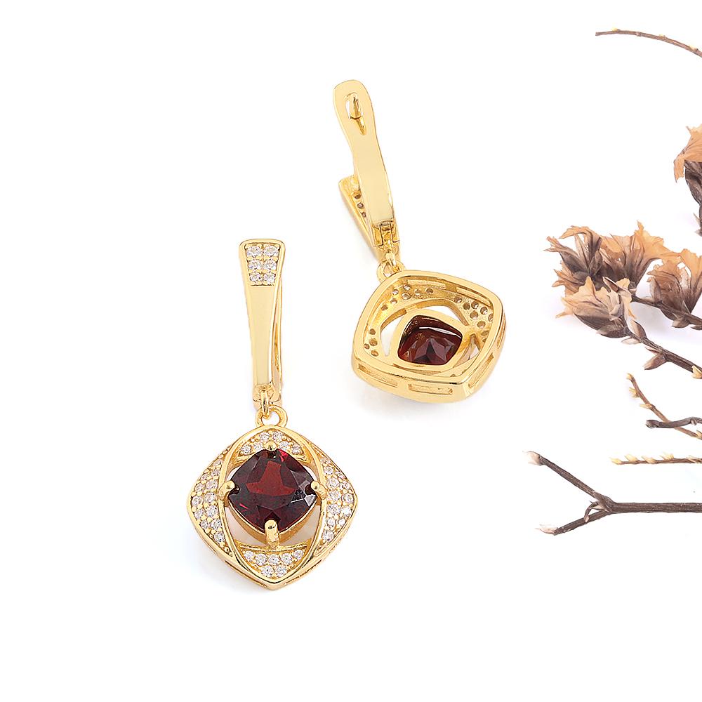 Light Luxury Natural Garnet Gemstone Jewelry Set S925 Silver Pendant Necklace Earring Fine Jewelry Women's Anniversary Gifts