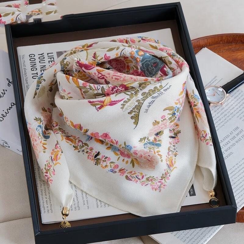 Windproof new warm magnetic buckle silk scarf women's scarf cold-proof autumn and winter versatile neck protection scarf scarf square scarf