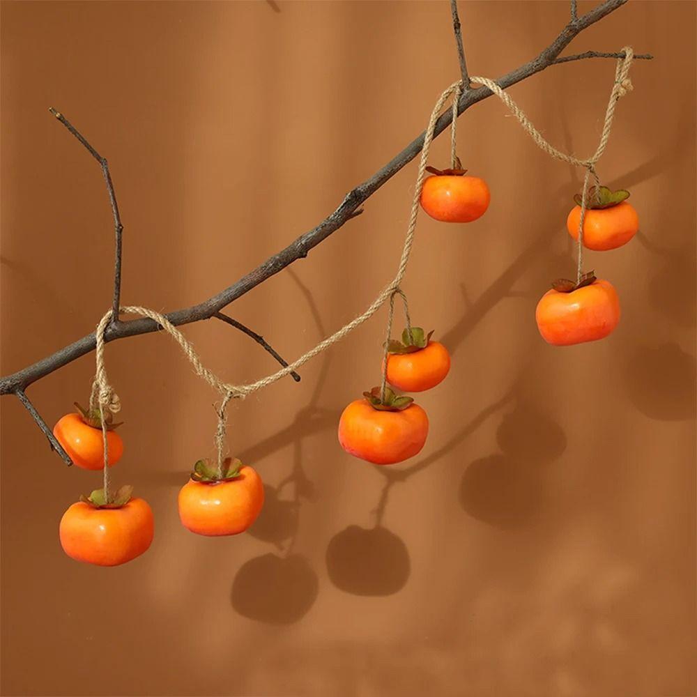 80cm Simulation Persimmon Fruit 8 Fruit Persimmon Pendant Artificial Persimmon Restaurant