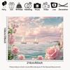 2D Pink Rose Sailboat Ocean Photography Background Cloth