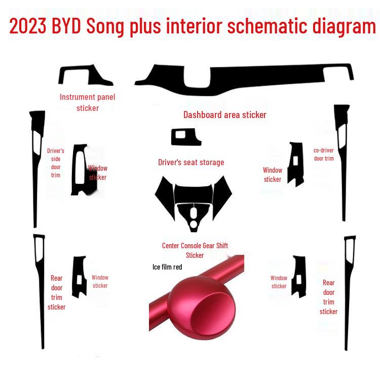 BYD Song Plus Interior Stickers: Carbon Fiber Anti-Scratch Console Gear Shift Wrap (Fits 20 Models)