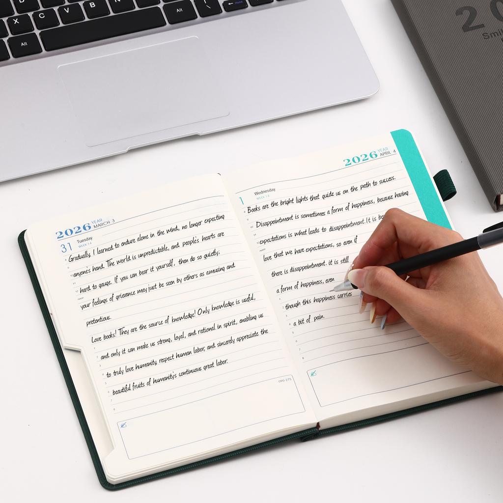 2026 A5 Gestructuurd PU Draagbaar Agenda Boek Engels Kalenderboek Notitieblokken Creatieve Dagelijkse Planner Herinnering Desktop Datumkalender