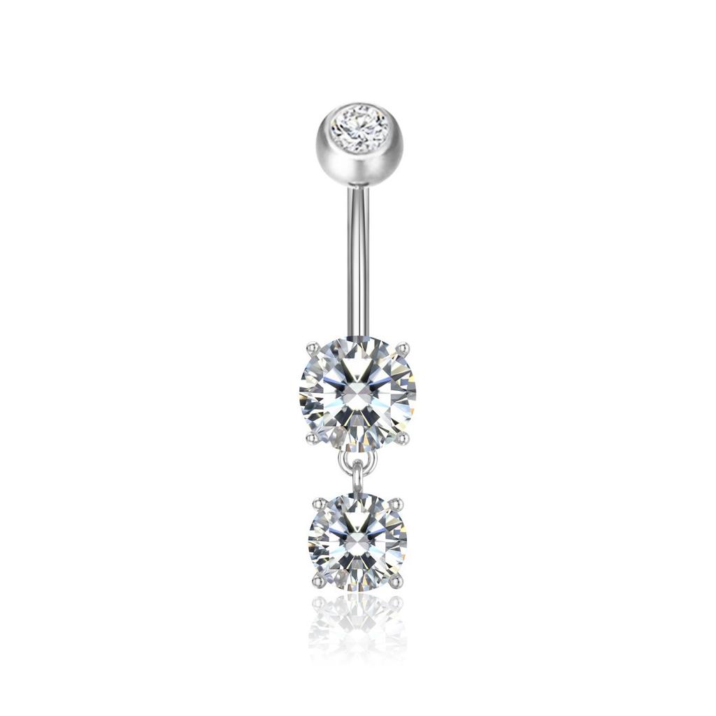 Getta 925 Sterling Silver Custom Body Jewelry Simple Summer Trendy Belly Rings with Zircon Dangle Piercing for Weddings