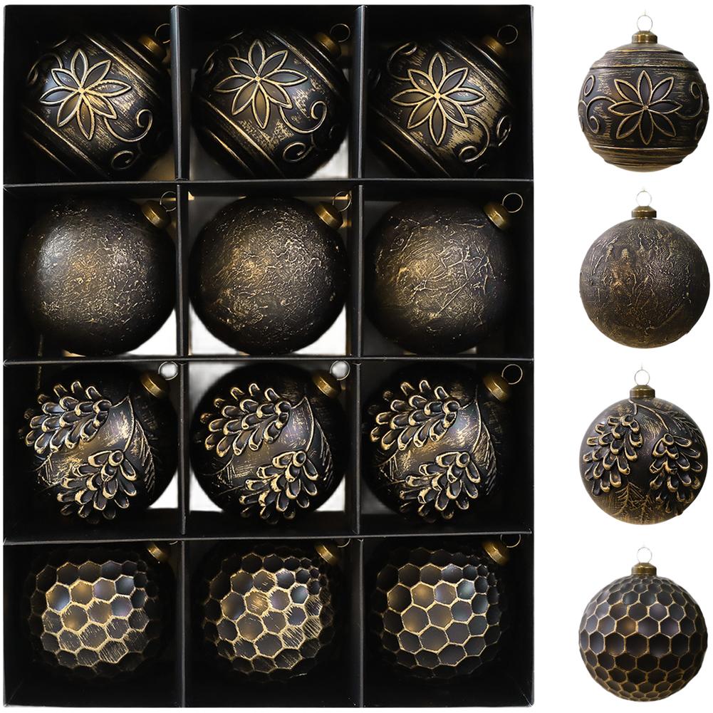 Handcrafted Vintage Style Christmas Ball Ornaments Set of 12 Plastic Balls Designed for Festive Tree and Home Decoration