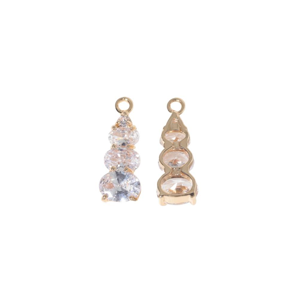 Golden Plated Graduated Clear Zircon Charms, Jewelry Making Supplies
