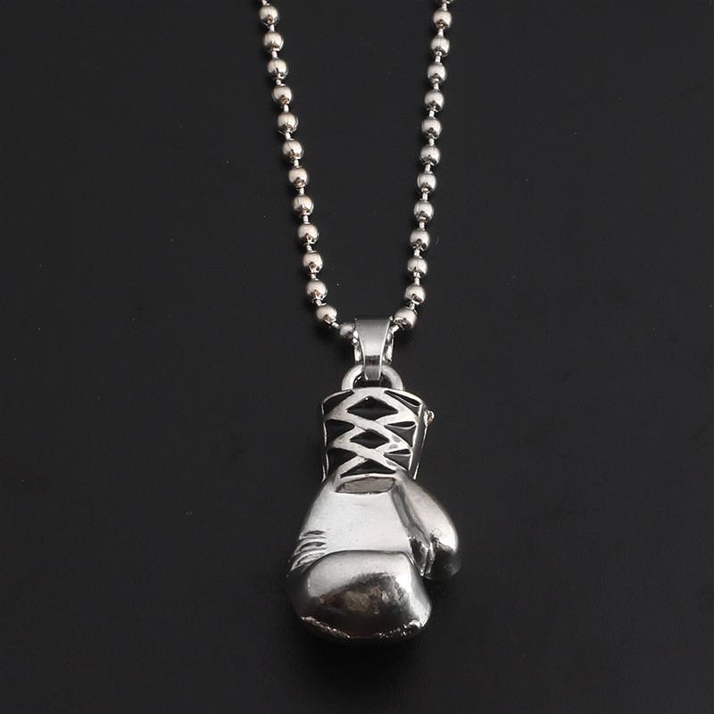 Geometric Punk Style Metal Pendant Necklace With Boxing Glove Charm For Men And Women