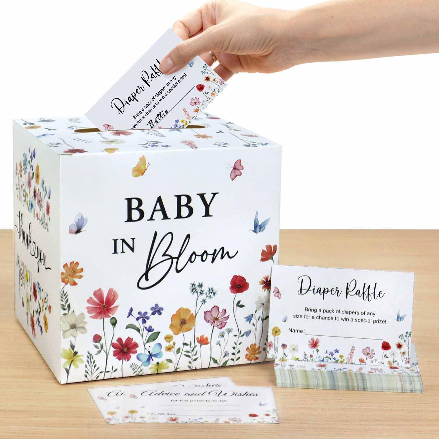 

Wildflower Baby Shower Raffle Box Set with 50 Tickets for Girls 22x22x22 cm белый