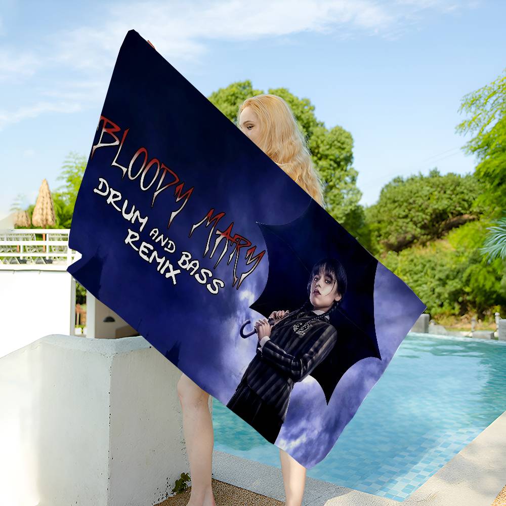 Fantasy W-Mittwoch A-Addams Family Mikrofaser Strandtuch Saugfähig Schnelltrocknend Weich Yoga Schwimmen Resort Bergsteigen Handtuch