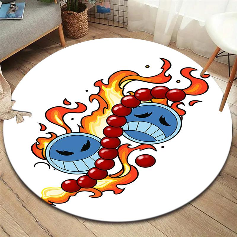 Anime One Piece Round Area Rug Carpet Rug For Living Room Bedroom Sofa Playroom Decor Nonslip Floor Mat