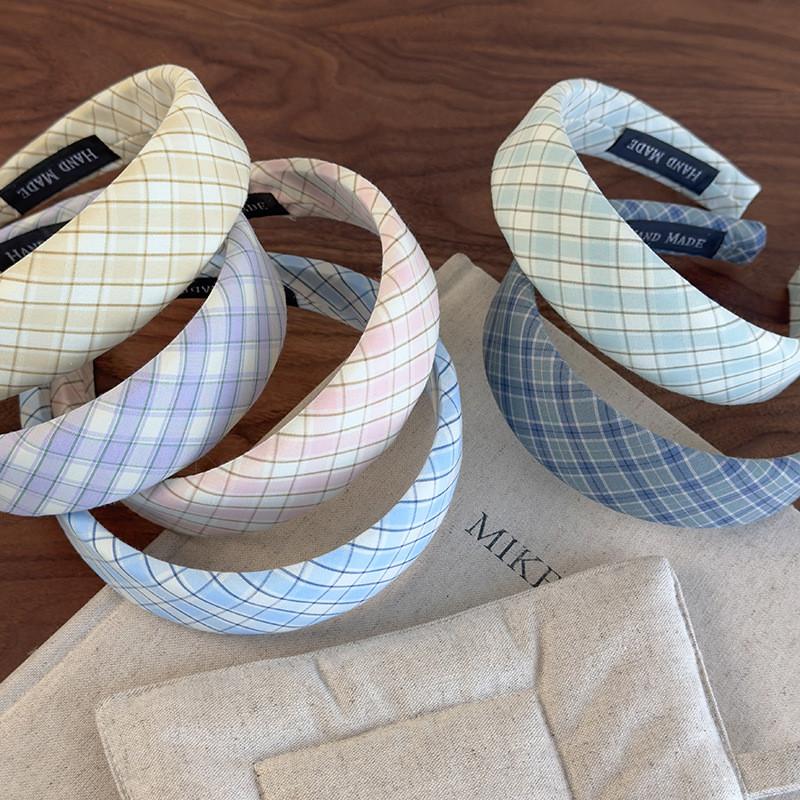 Cloth Plaid Sweet Headband Women's Korean Fashion Fresh Hair Band Outdoor Hair Accessories