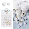 50Pcs Rose Flower Nail Art Decorations with Mini Pearls Resin Flower Nail Art Charms for DIY Acrylic Nails Bride Nail
