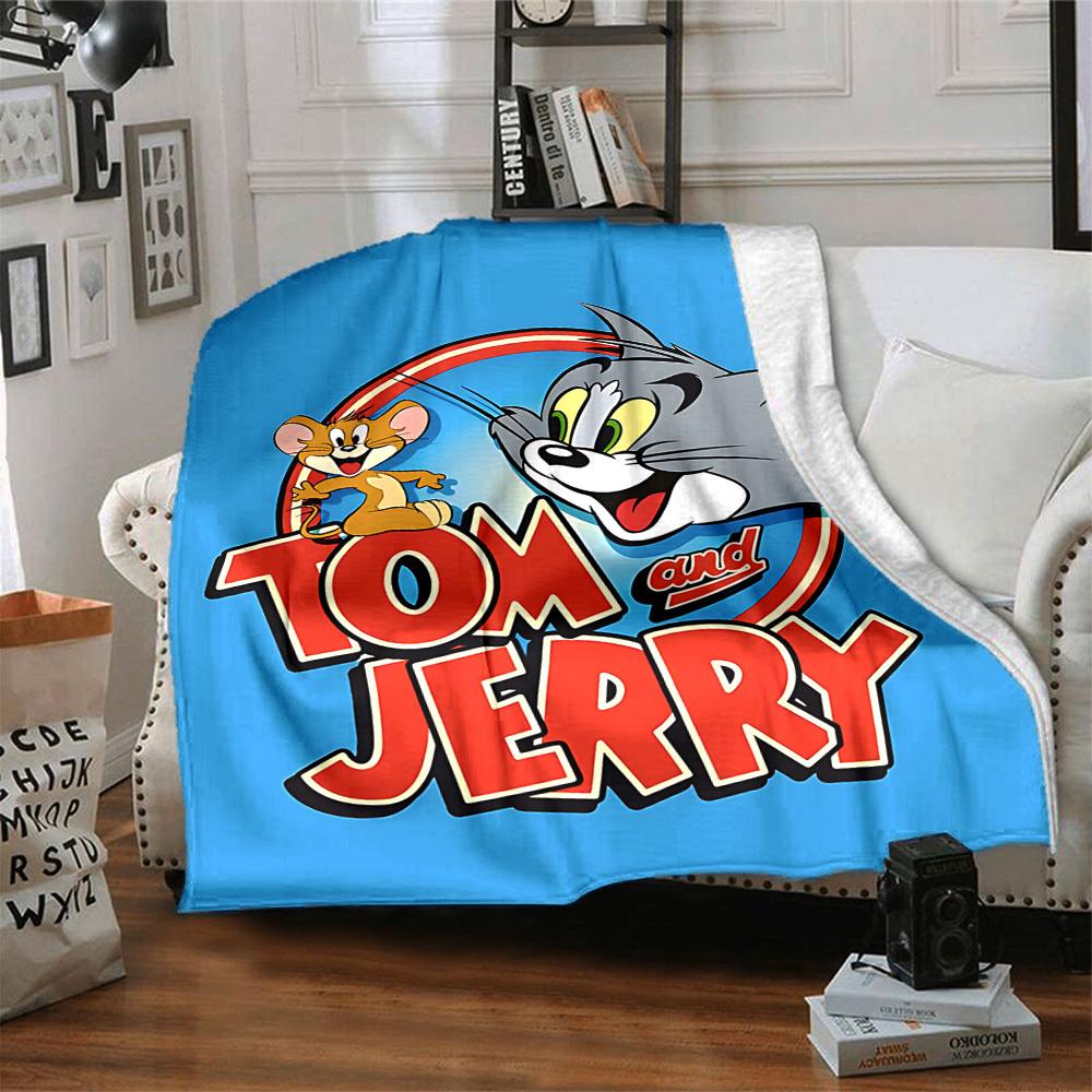 1pc Tom Jerry Flannel Throw Blanket Lightweight Soft Warm All Season Blanket for Sofa, Bed, Travel,L1028109