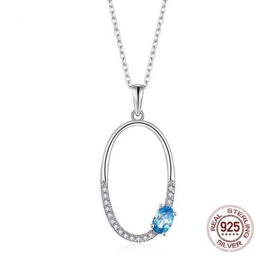 European and American Fashion Zircon S925 Silver Heavy Industry English Letter O Full Drill Ins Pendant Temperament Collar Female