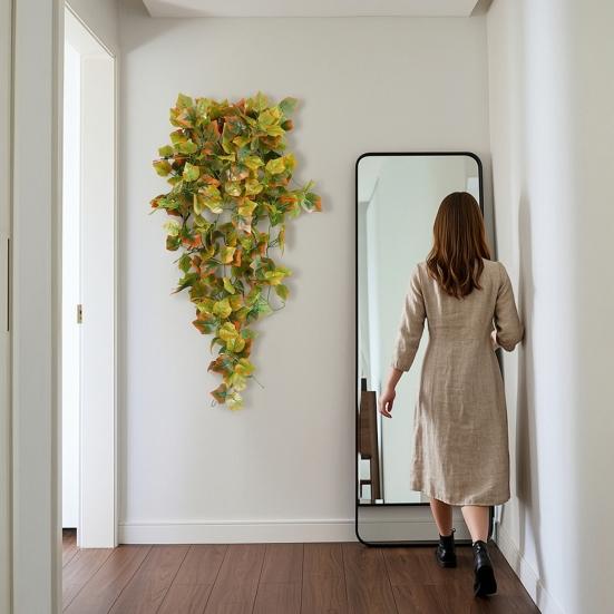 Faux Maple Leaves for Autumn Decor 5?Fork Artificial Leaf Hanging Vine, Fake Foliage Wall Autumnal Festivals Plant, Simulated Greenery Vine