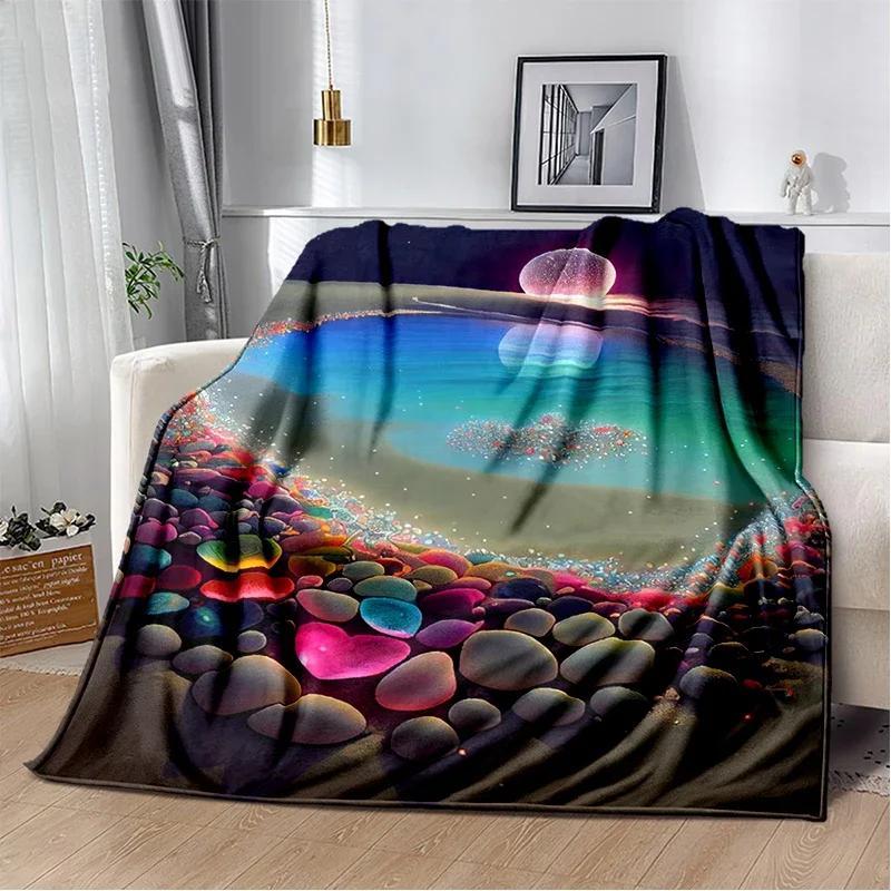 Weiche Bunte Kieselsteinweg Überwurfdecke Naturinspiriertes Design für Zuhause Schlafzimmer Bett Sofa Abdeckung Kinder Neuer Stil