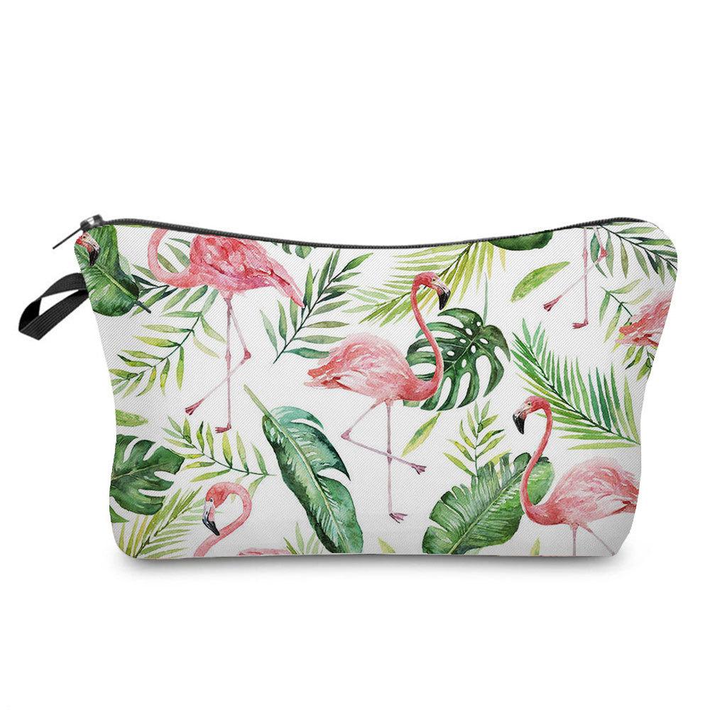 Damen Pflanzenmuster Kosmetiktasche Toilettenartikel Organizer Reiseaufbewahrungstasche 6871