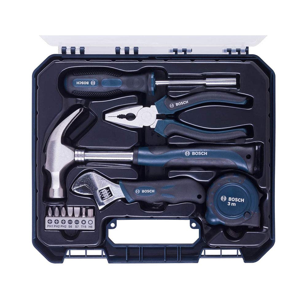 Bosch Tool Set with Storage Case Home Ideal for New DIY and 12-Piece [For Use Homes, Projects, More]