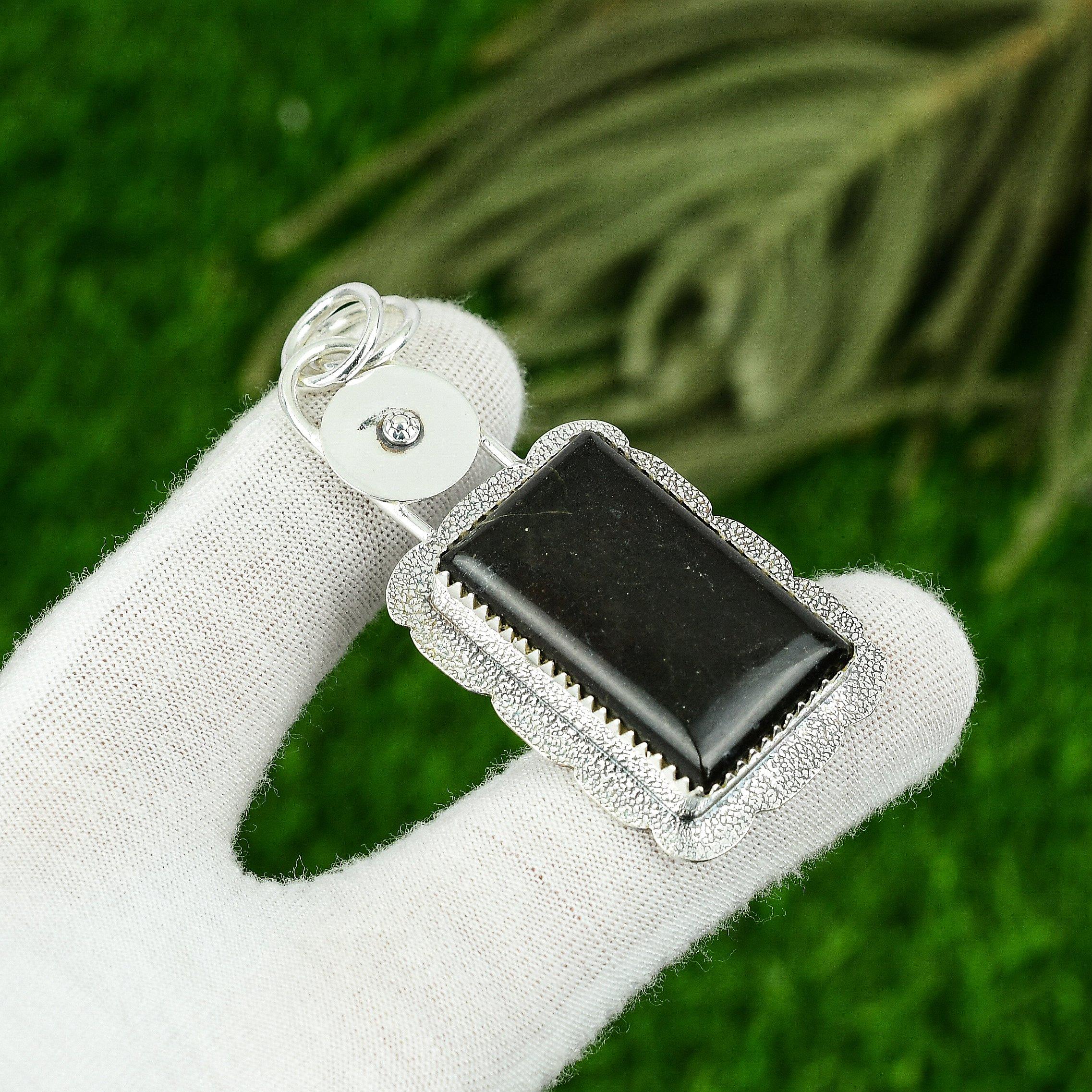 

Silver Sheen Obsidian Gemstone 925 Sterling Silver Bezel Wife Pendant Jewelry