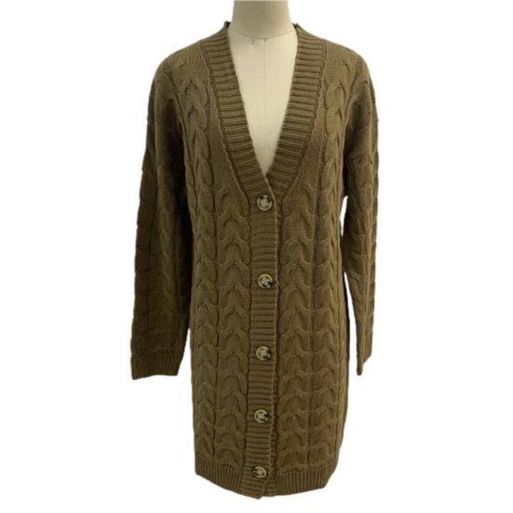 Stylish Women Autumn Winter Relaxed Fit Mid Length Buttons Closure Clothes Cardigan Sweater Jacket Streetwear S света кофе