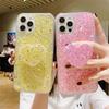 Epoxy Glitter Mobile Phone Case Is Suitable For Apple 17 Solid Color Iphone15 Love Bracket 14Plus Soft Cover Women'S Models