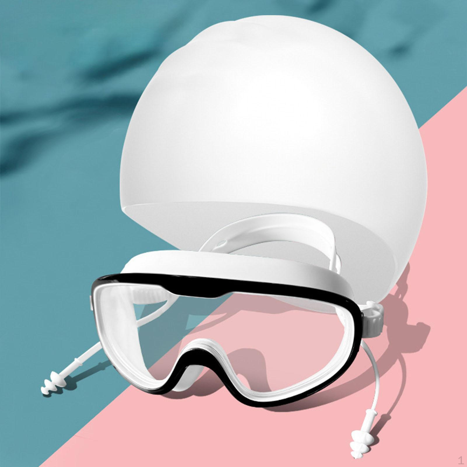 

Очки для плавания для взрослых с шапочкой и берушами для занятий в бассейне Black White