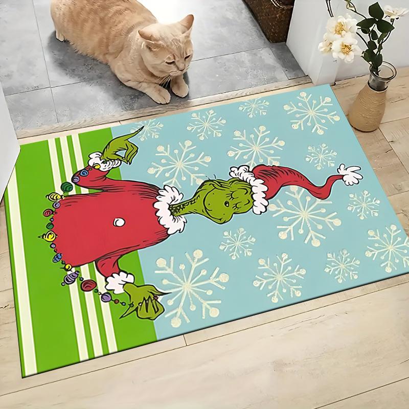 Christmas Grinch Snowflakes Carpet Rug Soft Washable Antislip Home Living Room Sofa Mats Personalized Christmas Rug