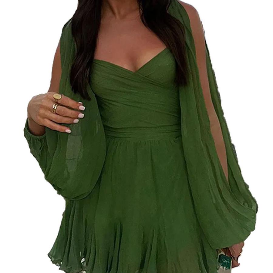 Spring New Arrivals Women's Foreign Style Sexy Girl Solid Low-Neck Off-Shoulder Mini Dress