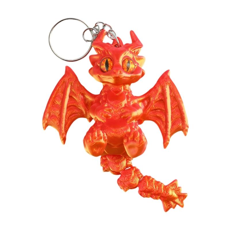 Unique 3D Printed Western Dragon Toy Keychain With Movable Joints For Play And Display Keyring Accessories