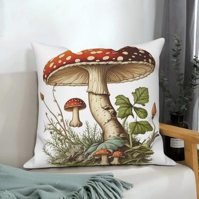 Capa de Almofada Padrão de Cogumelo Fantasia Planta Flor Decoração de Sofá Quadrada para Sala de Estar Doméstica
