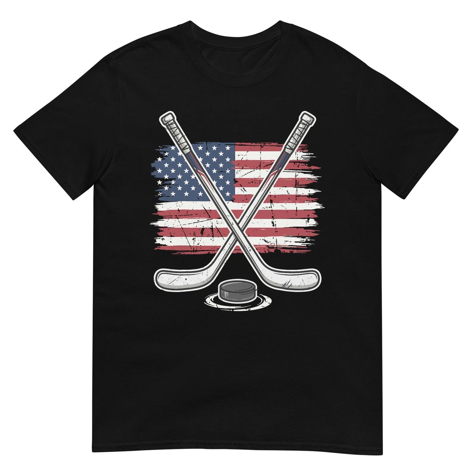Ice Hockey USA Flag T-Shirt S