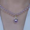 Elegant Purple Bead & Diamond Choker Necklace with Pearls