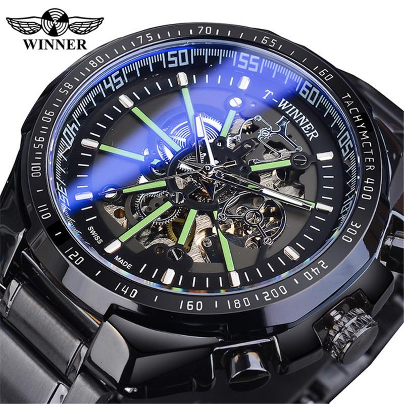 Vintage T-Winner Herren Mechanische Mode Hohllegierung Wasserdicht Automatische Mechanische Uhr
