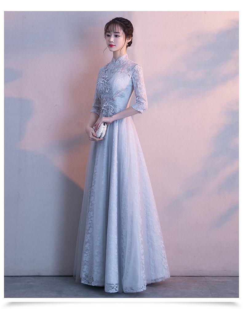 Celebrity evening dress 1011 new host elegant dignified atmosphere princess banquet slim and thin dress summer