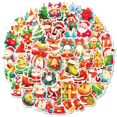50 Weihnachtsaufkleber Graffiti-Aufkleber Weihnachtsmann Glocken Geschenkaufkleber Dekorative Kofferaufkleber