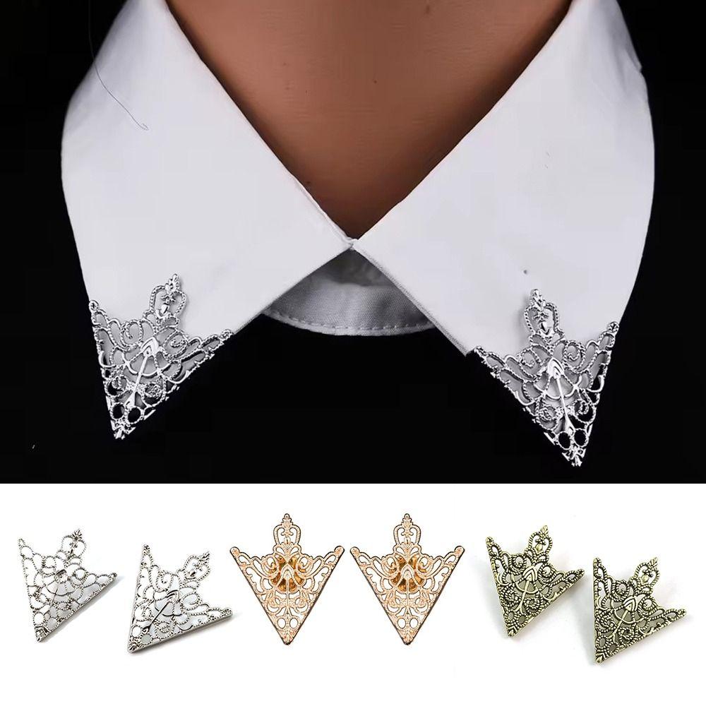 Hollowed Out Collar Brooch Vintage Hollow Out Metal Brooch  For Men Women Lady Blouse Shirt
