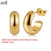 Effie Queen Edelstahl 18 Karat Gold Halbkreis-Creolen Einfacher Schmuck für Frauen Geburtstage Party Geschenk Accessoire STKE12