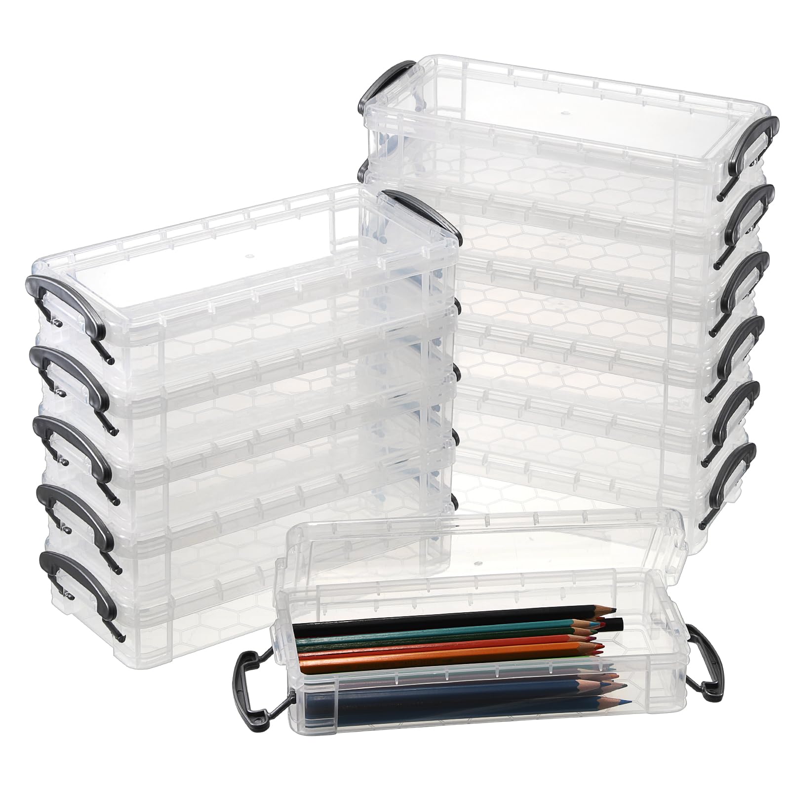 

Sumnacon Multifunctional Pencil Pen Storage Clear Storage Tool Small Item Storage Box with Pen Set of Gray Case, Case, Case, Stackable, Space-Saving,
